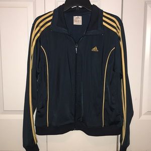 Navy and yellow Adidas women’s zip-up sweatshirt